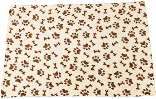 SPOT Snuggler Bone/Paws Blanket - Ultra Soft Dog Blanket, Machine Washable, Use in Pet Beds, Protect Furniture, Travel with in Car, Snuggle in Crate - 40" x 60" Cream with Bone and Paw Print Design