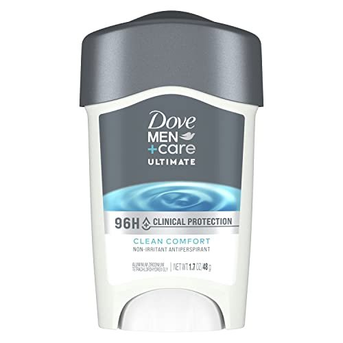 DOVE MEN + CARE Clinical Protection Antiperspirant Clean Comfort Stick for Men 96-Hour Sweat and Odor Protection Clinical Strength Antiperspirant with 1/4 Moisturizing Cream 1.7 oz