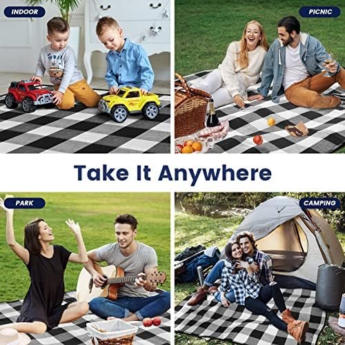80”x 80” Picnic Blanket Extra Large, Waterproof and Foldable Beach Blanket, 3-Layer Outdoor Blanket for 6 to 8 Adults, for Camping, Park, Beach, Grass, Indoors… - Image 7