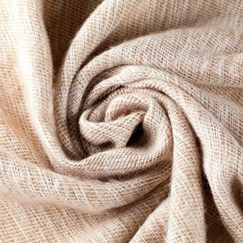 Handmade Soft Wool Shawl Wrap Pashmina Mothers Day or Christmas Gift Wearable Blanket, Over Sized Winter Scarf 50" x 72" Nepali Blanket Throw - Beige for Women - Image 4
