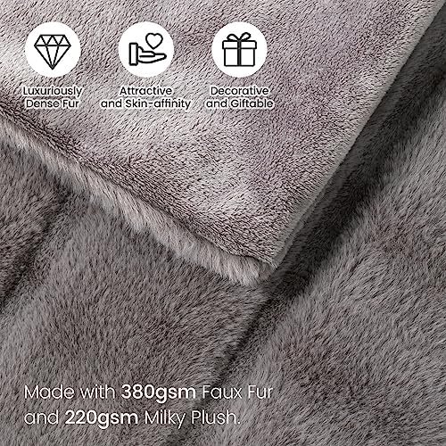 Cozy Bliss Faux Fur Throw Blanket for Couch, Cozy Soft Plush Thick Winter Blanket for Sofa Bedroom Living Room, 50 * 60 Inches Grey - Image 4