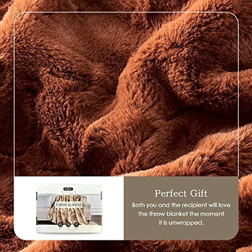 Krifey Faux Fur Throw Blanket, Super Soft Cozy Blanket, Luxury Fluffy Blanket Warm Plush Bed Throw Camel 50" x 60" - Image 4
