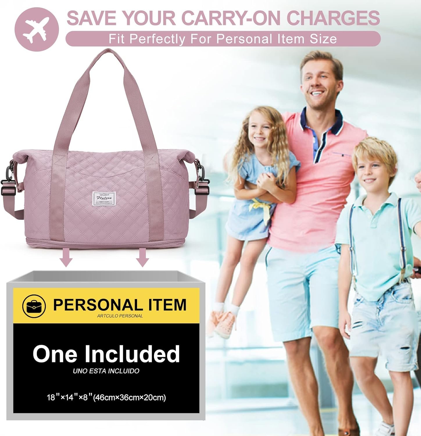 Travel Duffel Bag, Sports Tote Gym Bag, Shoulder Weekender Overnight Bag for Women - Image 8