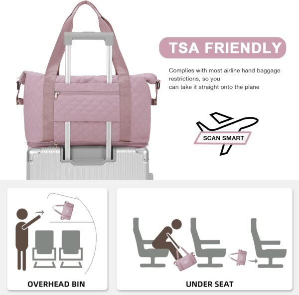 Travel Duffel Bag, Sports Tote Gym Bag, Shoulder Weekender Overnight Bag for Women - Image 5