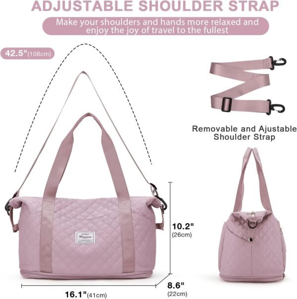Travel Duffel Bag, Sports Tote Gym Bag, Shoulder Weekender Overnight Bag for Women - Image 3