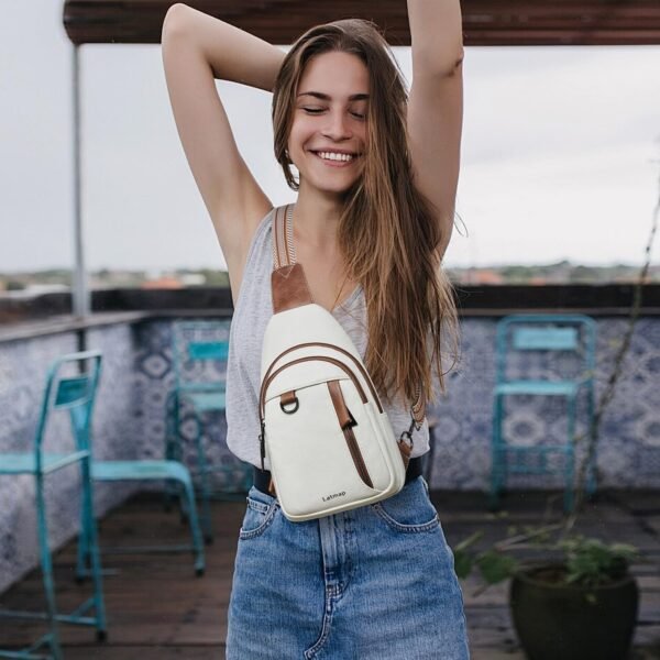 7L Sling Bag for Women Men Leather Small Sling Backpack Daypack Anti Theft Fanny Pack Crossbody Purse Travel - Image 8