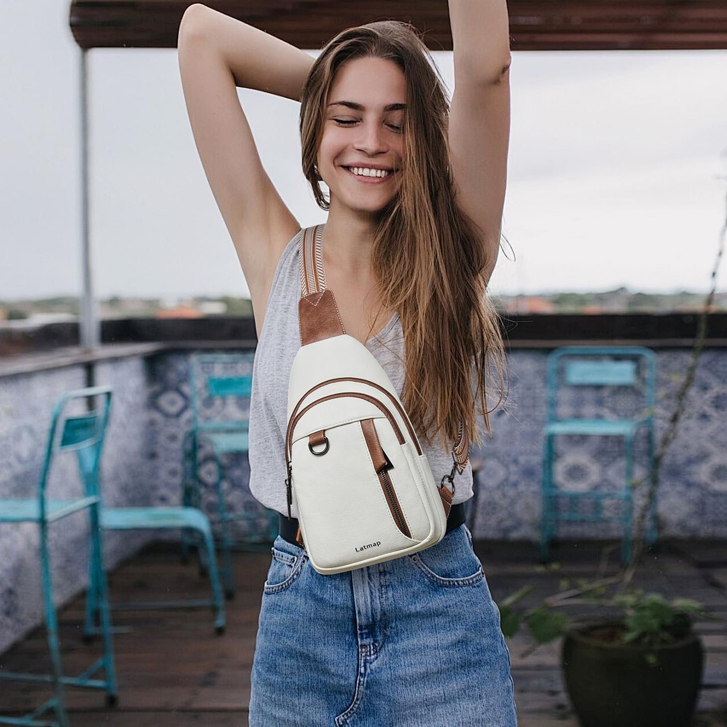 7L Sling Bag for Women Men Leather Small Sling Backpack Daypack Anti Theft Fanny Pack Crossbody Purse Travel - Image 8