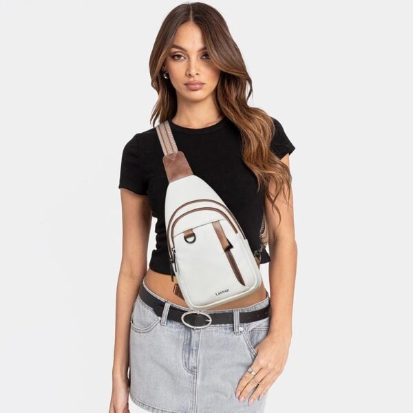 7L Sling Bag for Women Men Leather Small Sling Backpack Daypack Anti Theft Fanny Pack Crossbody Purse Travel - Image 2