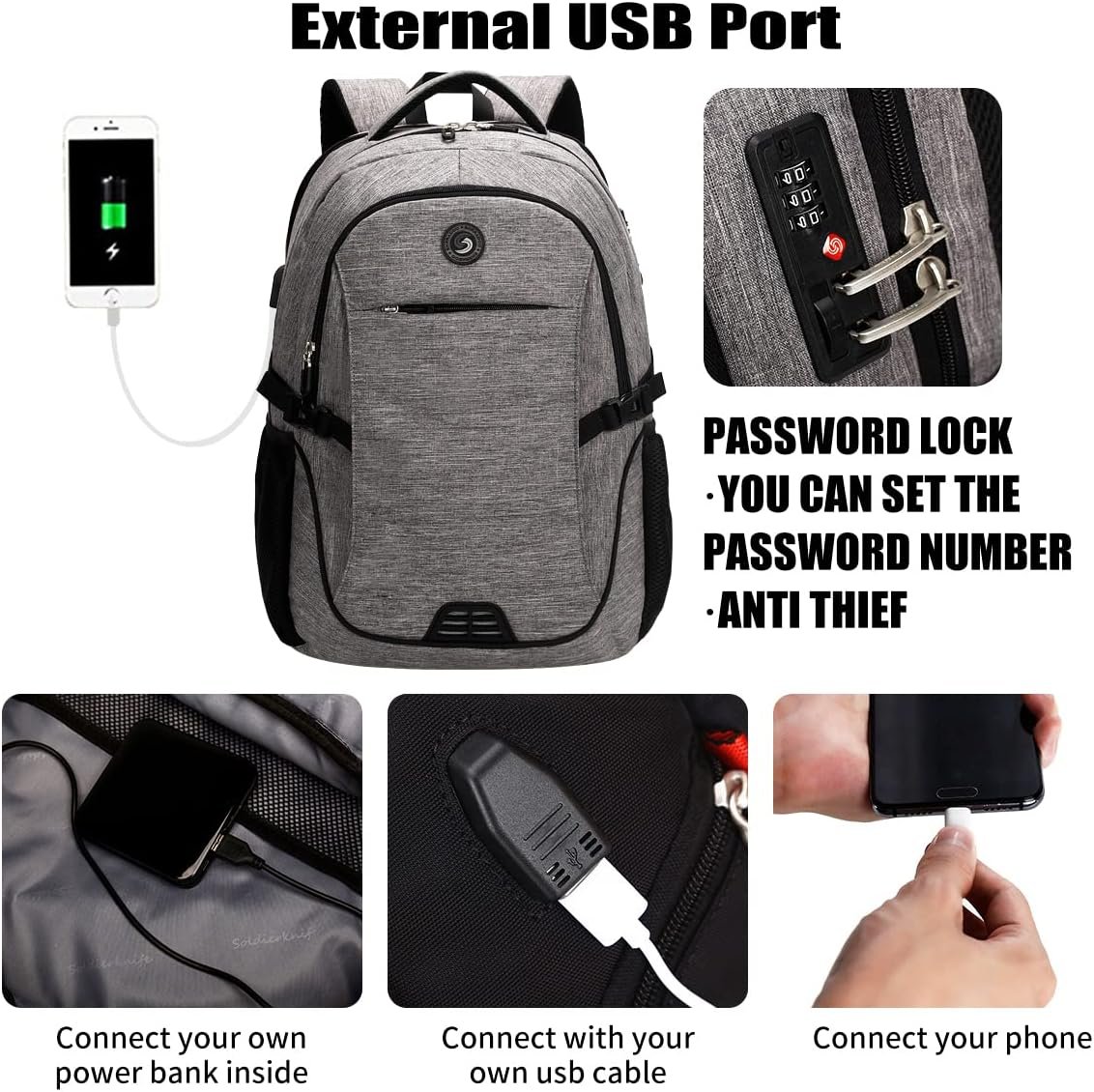 SHRRADOO Travel Laptop Backpack, Business Anti Theft Slim Durable Laptops Backpack with USB Charging Port, College High School Computer Bag for Men Women Fits 17 Inch Notebook - Image 2