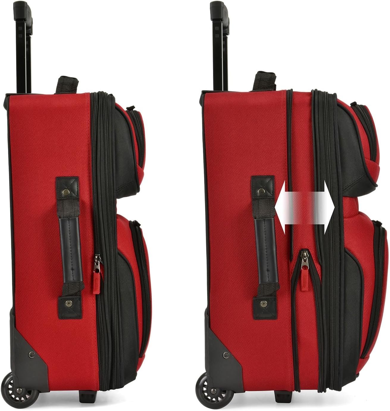 U.S. Traveler Rio, Lightweight Softside Suitcase, Rolling 20" Carry On Luggage, Red, Single - Image 2