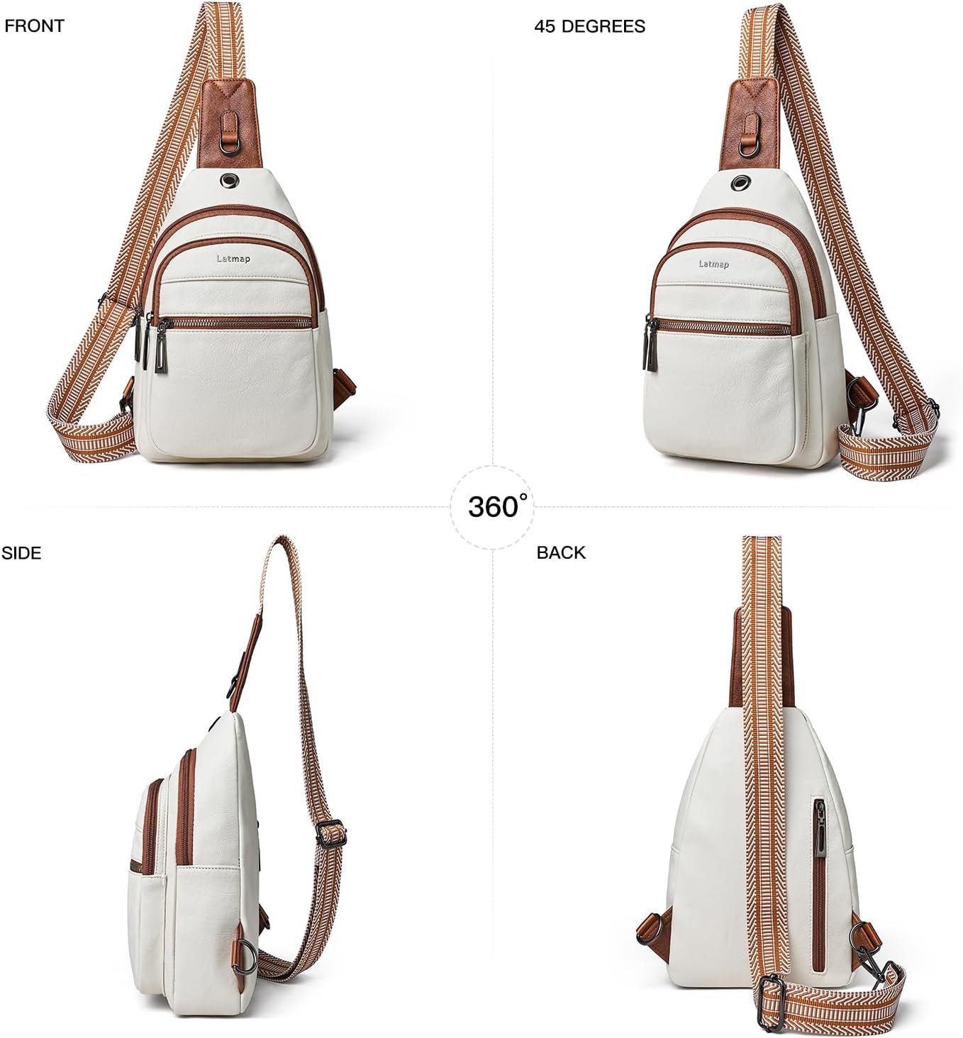 7L Sling Bag For Women Men Crossbody Shoulder Tote Blet Bags Backpack Fanny Pack Travel Purse Faux Leather - Image 7
