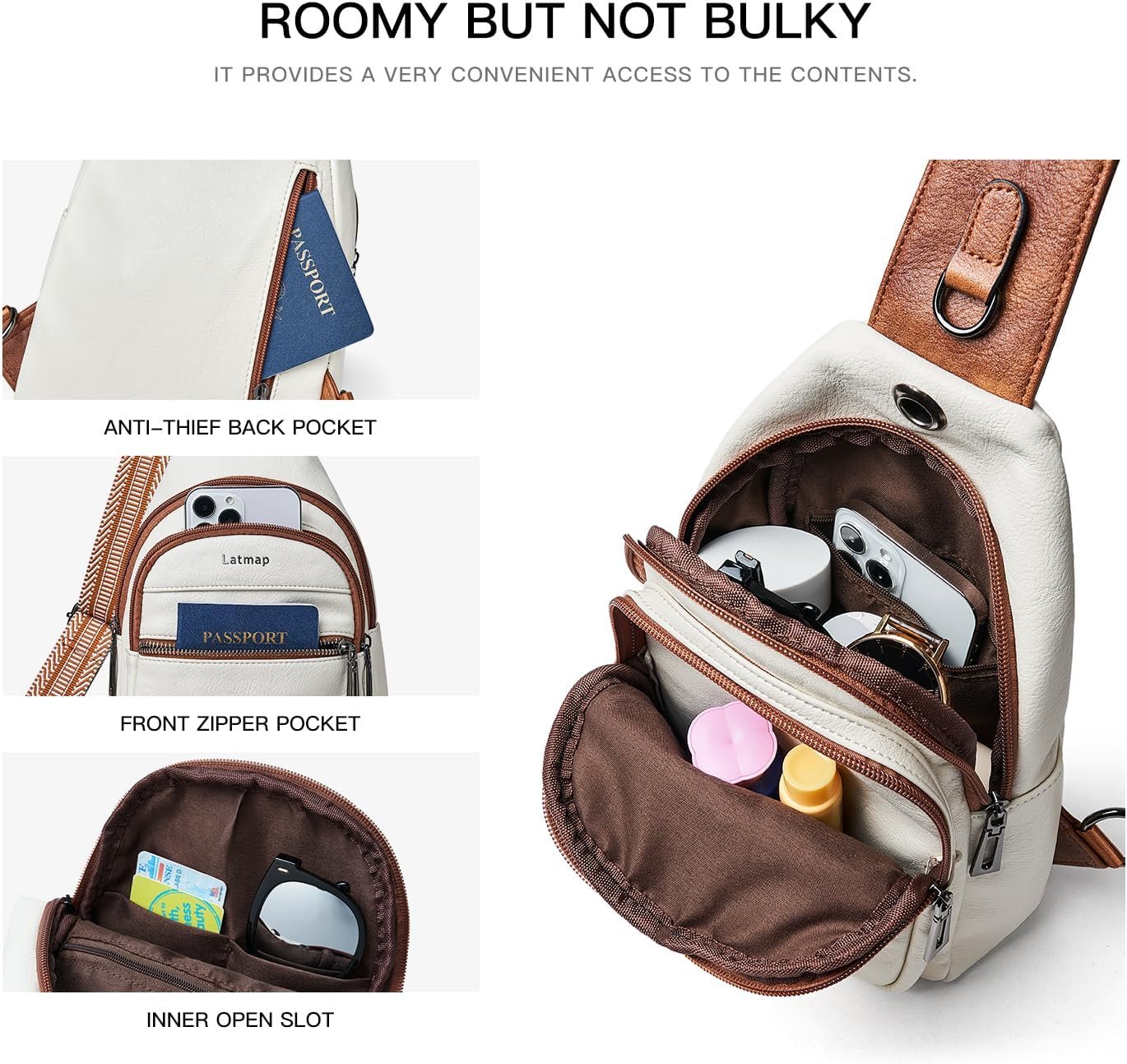7L Sling Bag For Women Men Crossbody Shoulder Tote Blet Bags Backpack Fanny Pack Travel Purse Faux Leather - Image 4