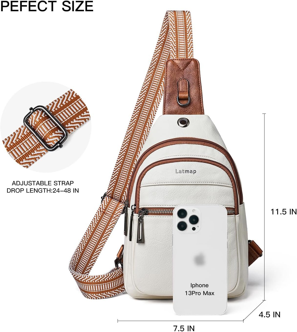7L Sling Bag For Women Men Crossbody Shoulder Tote Blet Bags Backpack Fanny Pack Travel Purse Faux Leather - Image 3