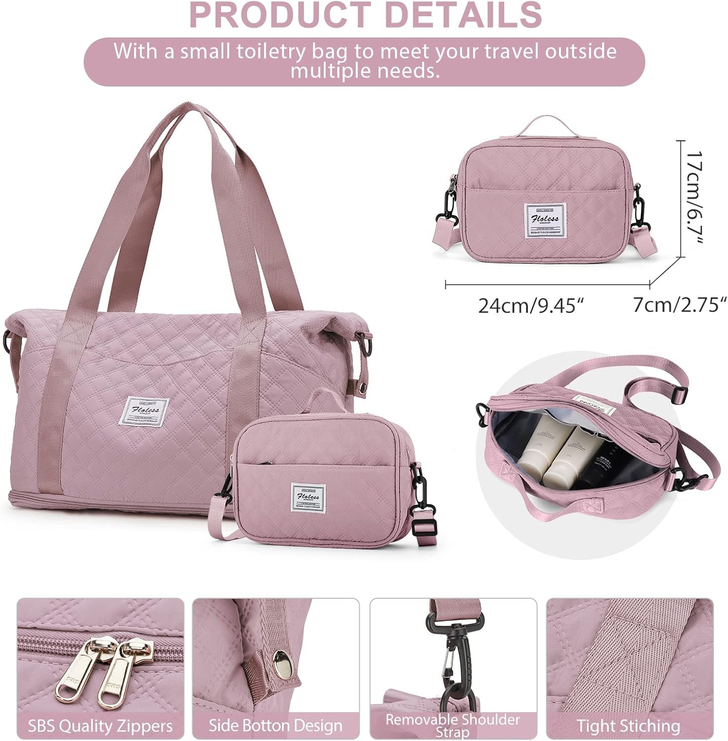 Travel Duffel Bag, Sports Tote Gym Bag, Shoulder Weekender Overnight Bag for Women - Image 2