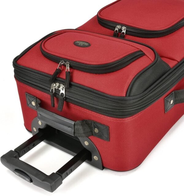 U.S. Traveler Rio, Lightweight Softside Suitcase, Rolling 20" Carry On Luggage, Red, Single - Image 3