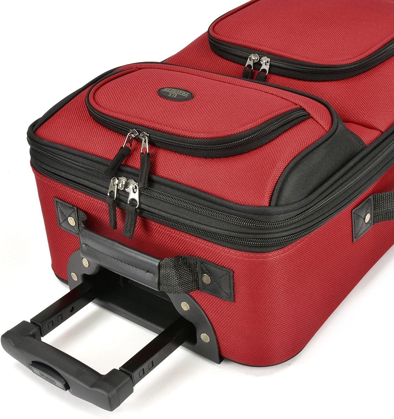 U.S. Traveler Rio, Lightweight Softside Suitcase, Rolling 20" Carry On Luggage, Red, Single - Image 3